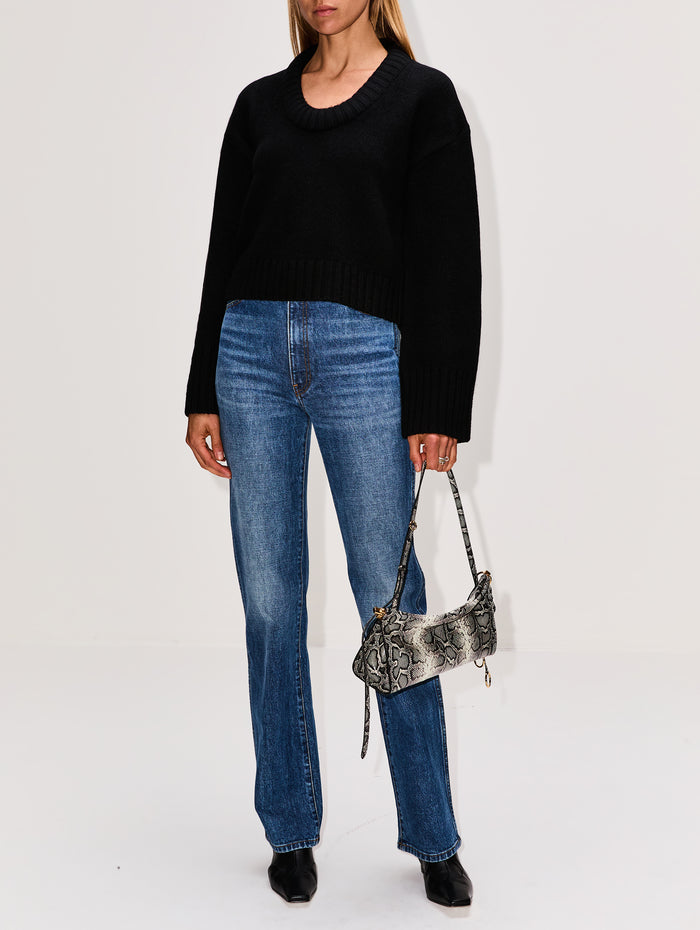 Amelia U Neck Sweater,ELYSEWALKER LABEL,BLACK,Image 1