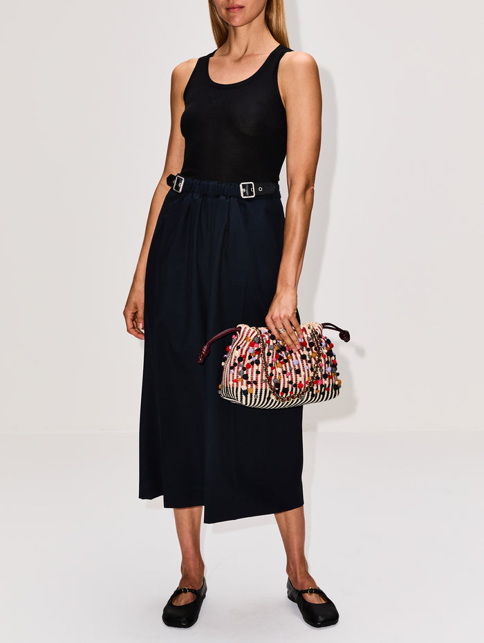 Cropped Belted Trouser,LOEWE,NAVY BLUE,Image 1