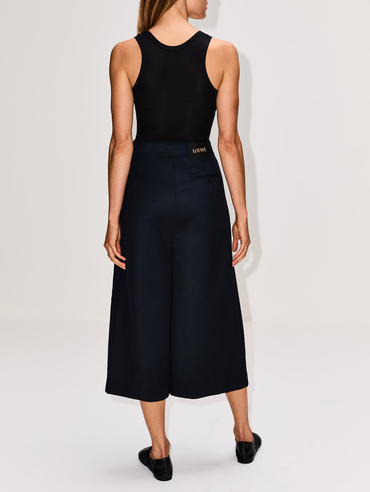 Cropped Belted Trouser,LOEWE,NAVY BLUE,Image 4