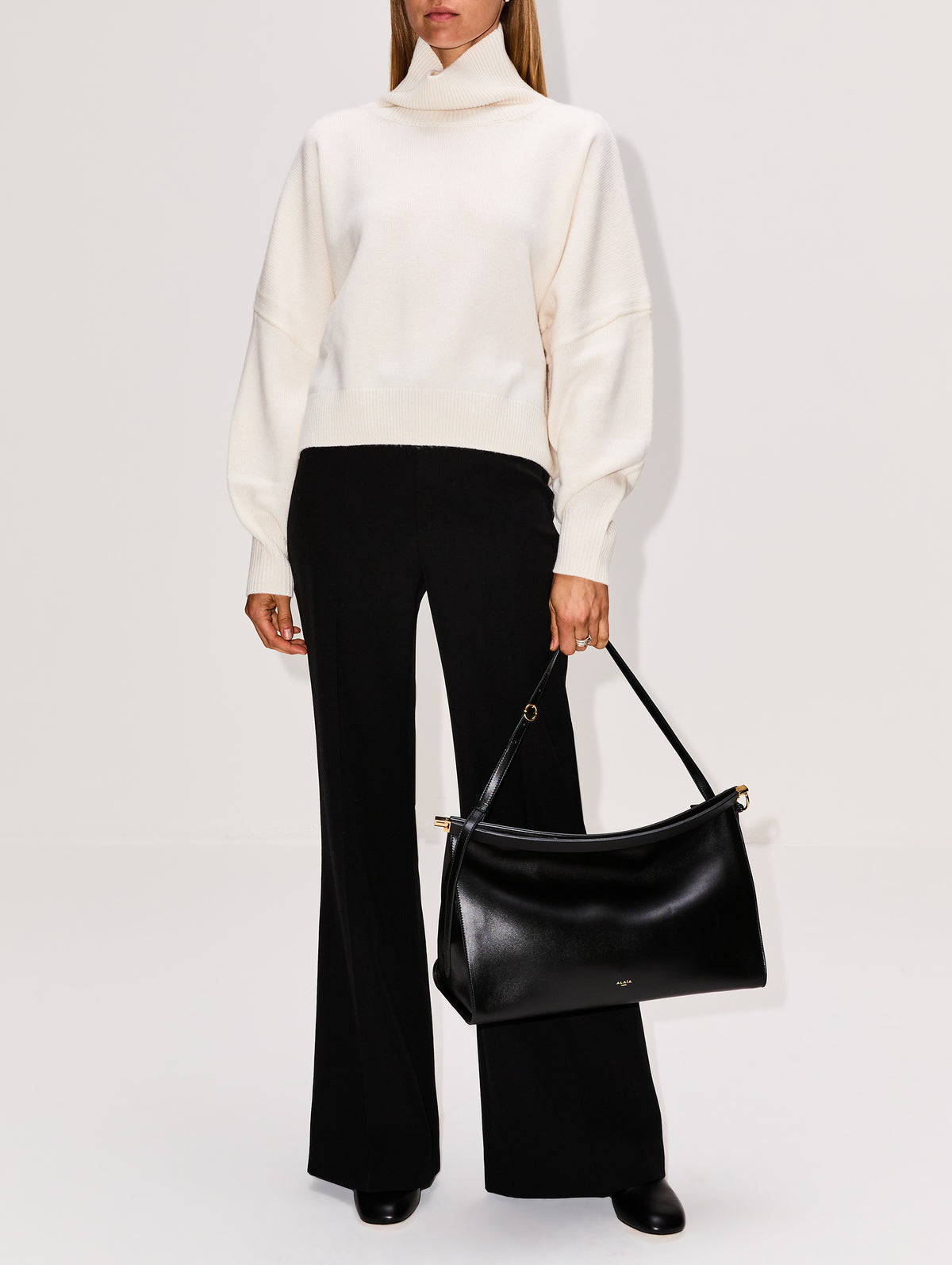 Luke Stand Collar Sweater,LOULOU DE SAISON,IVORY,Image 2