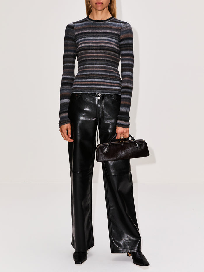 Rib Long Sleeve Top,RE/DONE,BLACK COMBO,Image 1