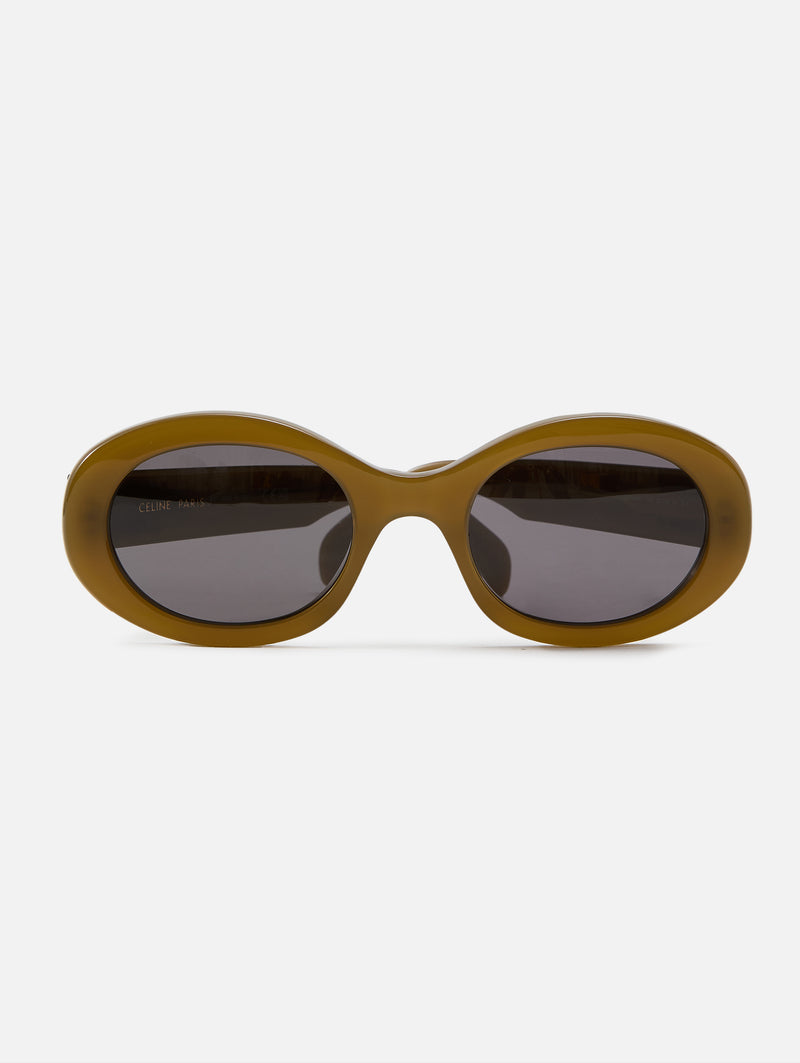 Celine Triomphe Acetate Brown Sunglasses Gold Eyewear CELINE EYEWEAR Triomphe aviator-style gold-tone and acetate  main image 4