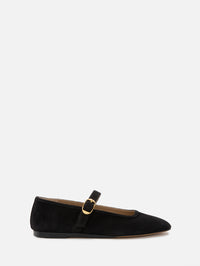 Mary Jane Ballet Flat,LE MONDE BERYL,BLACK SUEDE/GOLD,Image 1