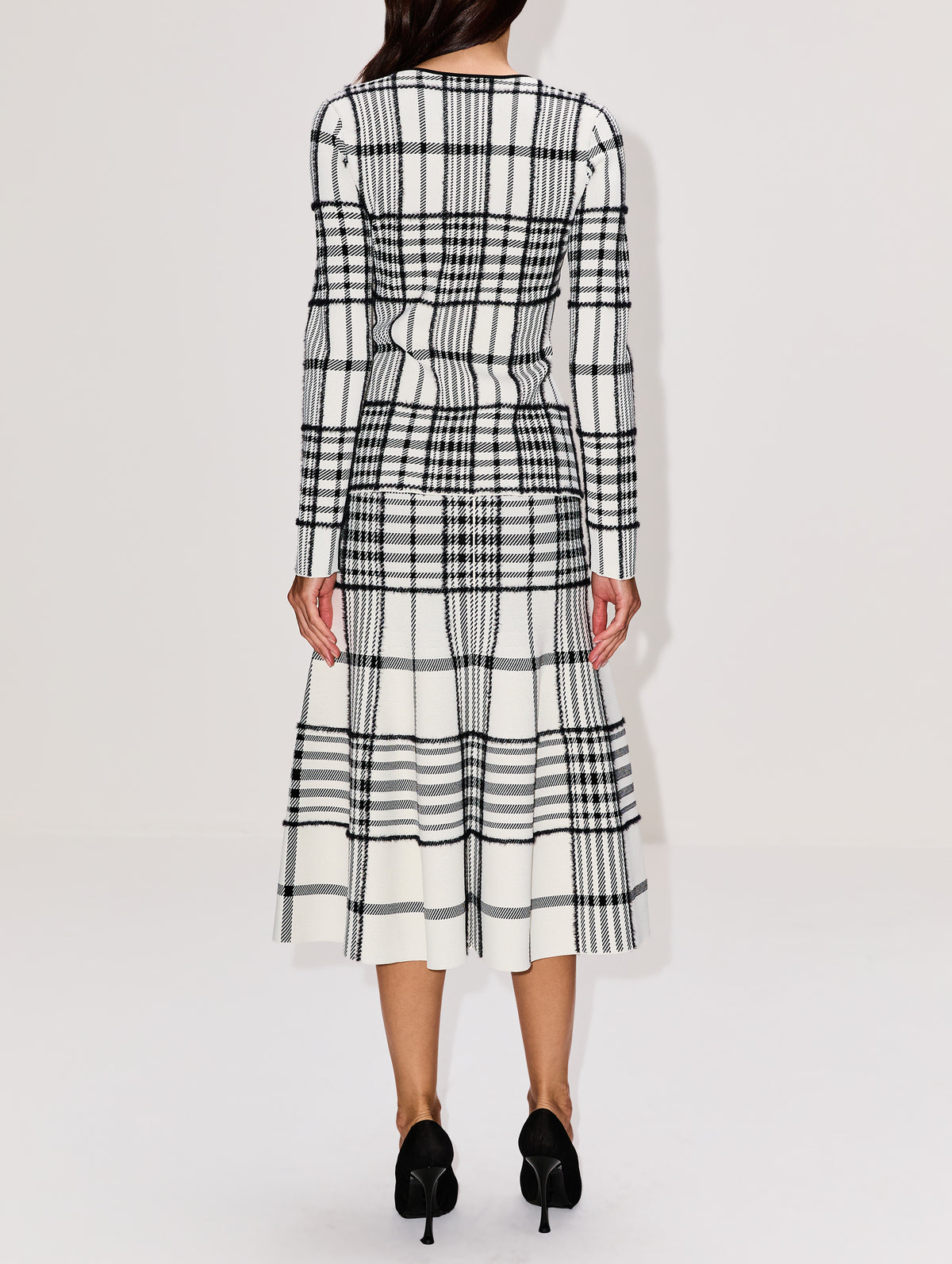 Greer Zip Front Cardigan,BRANDON MAXWELL,IVORY PLAID,Image 3