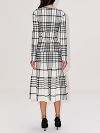 Greer Zip Front Cardigan,BRANDON MAXWELL,IVORY PLAID,Image 3