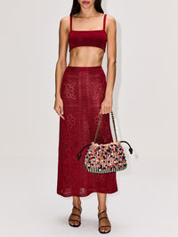 Knit Bandeau,CALLE DEL MAR,OXBLOOD,Image 2