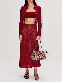 Long Sleeve Cardigan,CALLE DEL MAR,OXBLOOD,Image 2