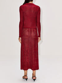 Long Sleeve Cardigan,CALLE DEL MAR,OXBLOOD,Image 3