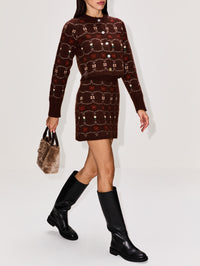 Cashmere Fair Isle Skirt,CALLE DEL MAR,CHOCOLATE MULTI,Image 3