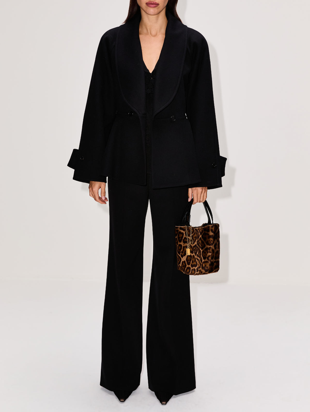 Flare Coat,CHLOÉ,BLACK,Image 2