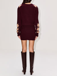 Argyle Skirt,CHLOÉ,BURGUNDY,Image 4
