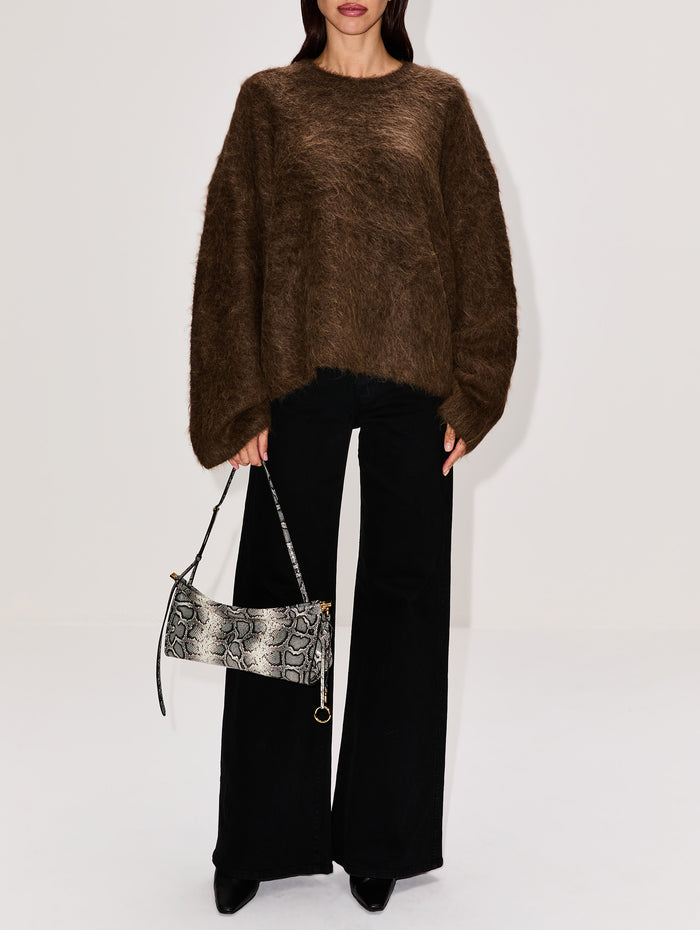 Boxy Alpaca Knit Sweater,TOTÉME,PEPPER,Image 1