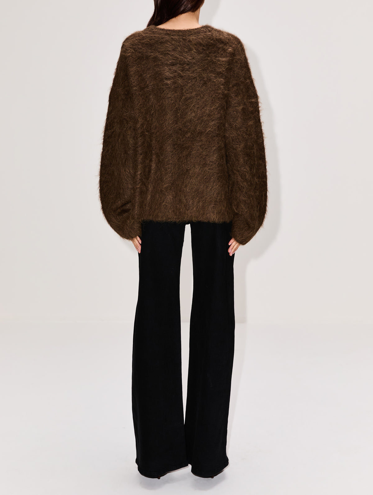 Boxy Alpaca Knit Sweater,TOTÉME,PEPPER,Image 3