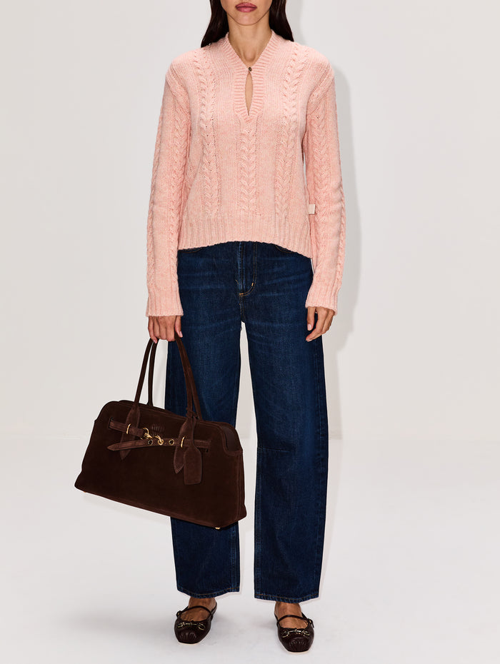 Keyhole Sweater,LOEWE,PINK,Image 1