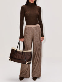 Plisse Turtleneck Top,ROSETTA GETTY,DARK BROWN,Image 2