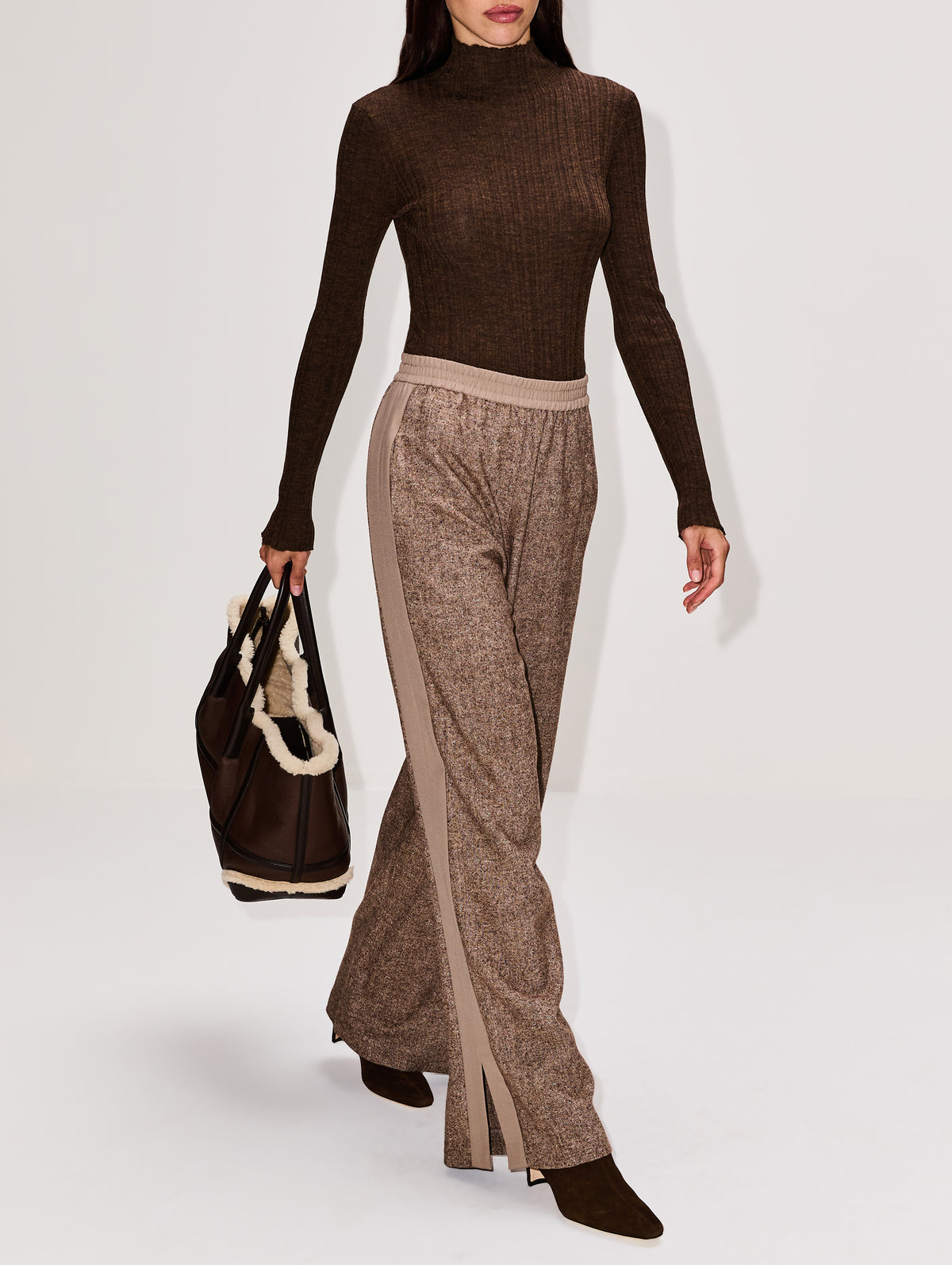 Tuxedo Track Pant,ROSETTA GETTY,MULTI TAUPE,Image 3