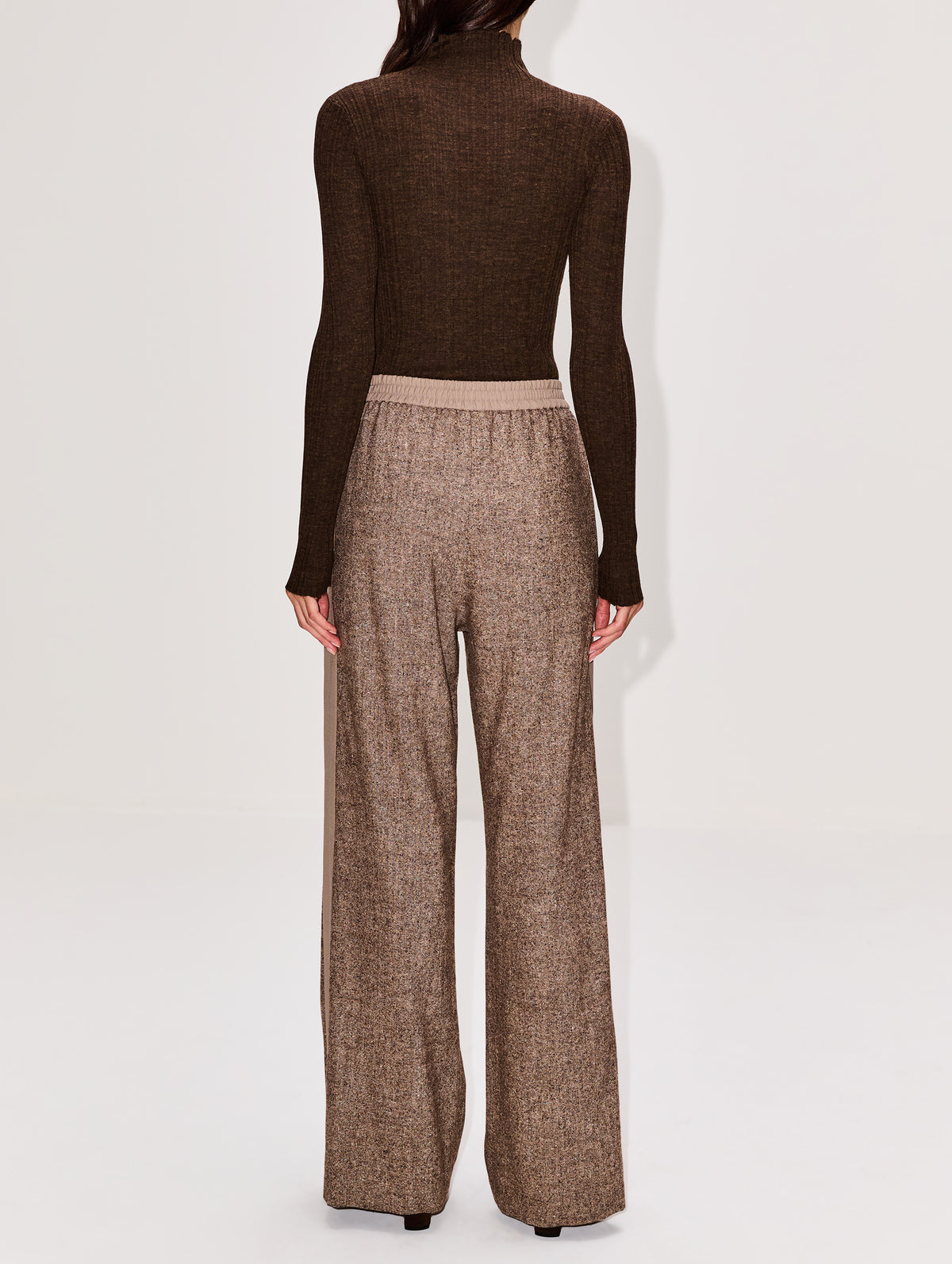 Plisse Turtleneck Top,ROSETTA GETTY,DARK BROWN,Image 3