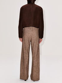 Reversible Shearling Jacket,SUSAN BENDER,CHOCOLATE SUEDE,Image 3