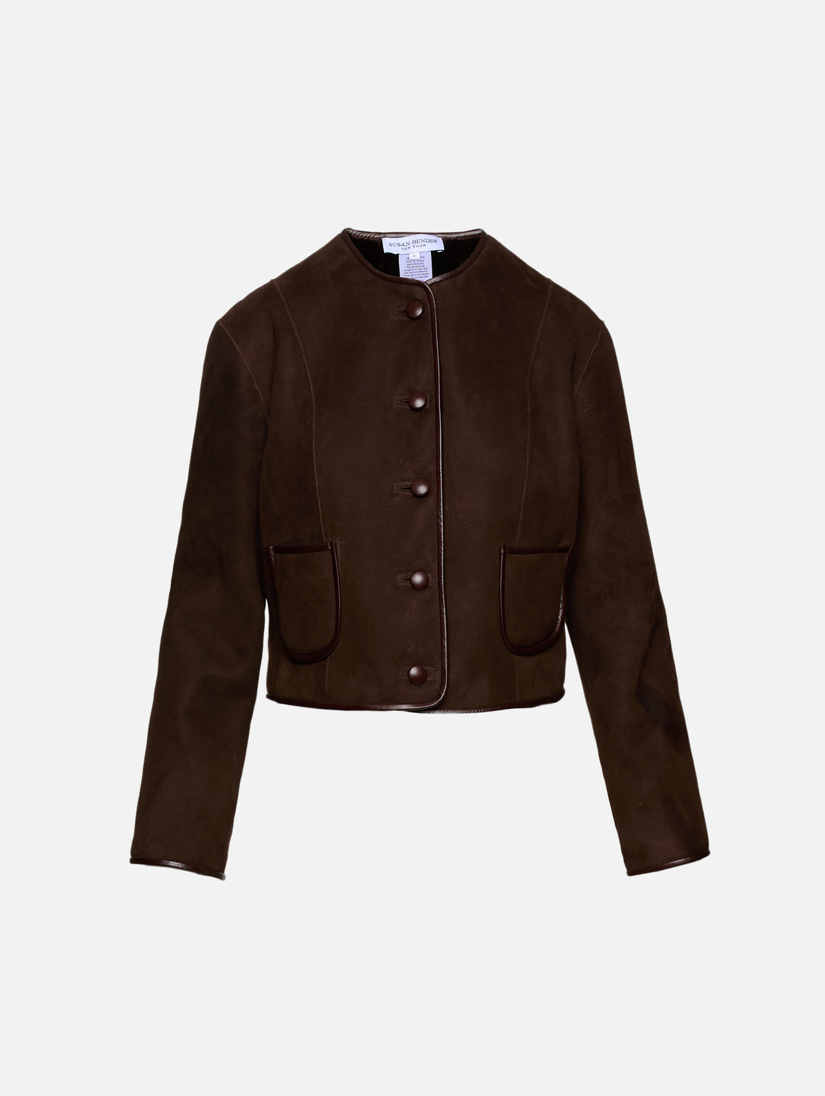 Reversible Shearling Jacket,SUSAN BENDER,CHOCOLATE SUEDE,Image 1