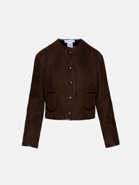 Reversible Shearling Jacket,SUSAN BENDER,CHOCOLATE SUEDE,Image 1