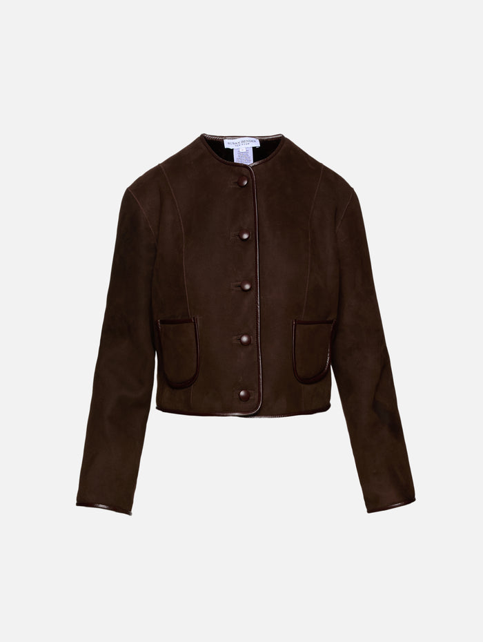 Reversible Shearling Jacket,SUSAN BENDER,CHOCOLATE SUEDE,Image 1