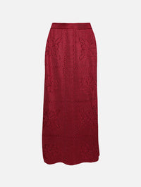 Floral Tile Skirt,CALLE DEL MAR,OXBLOOD,Image 1