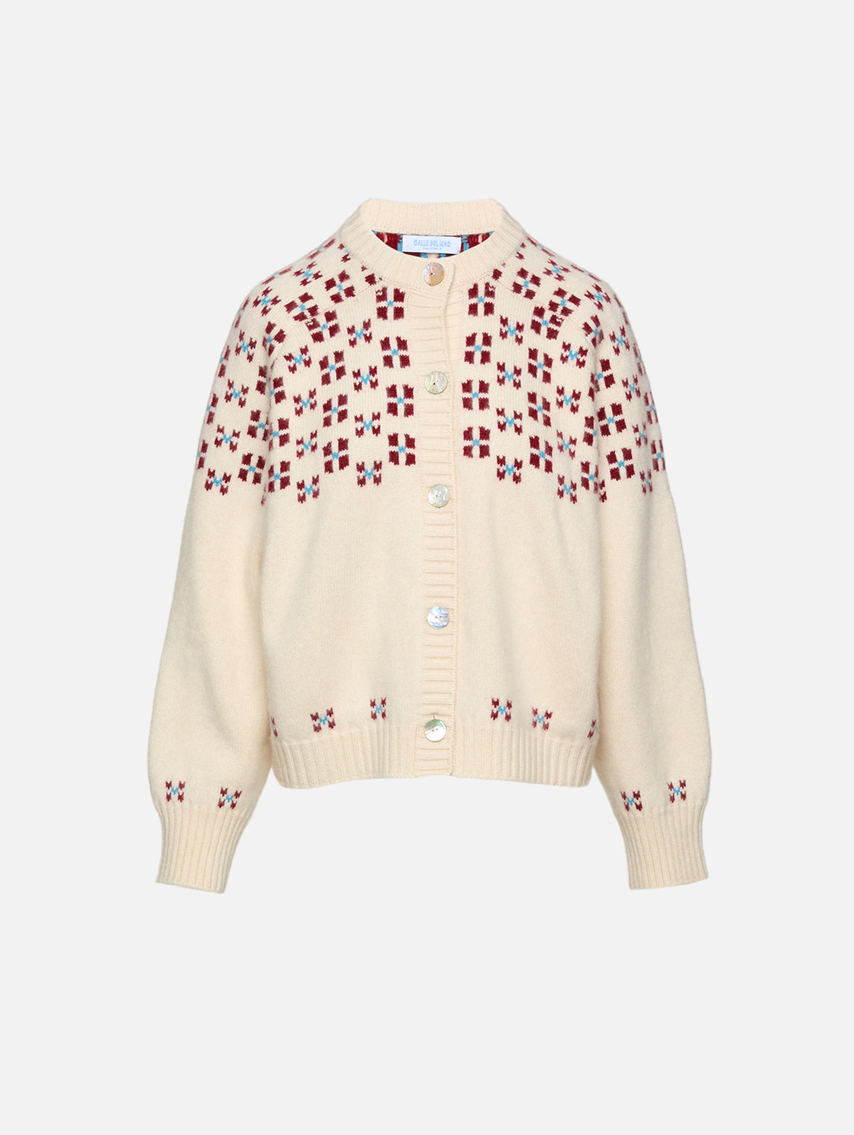 Winter Fair Isle Cardigan,CALLE DEL MAR,NATURAL OXBLOOD,Image 1