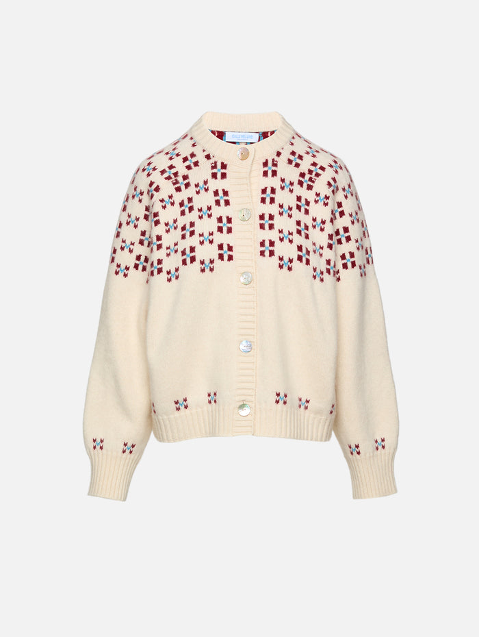 Winter Fair Isle Cardigan,CALLE DEL MAR,NATURAL OXBLOOD,Image 1