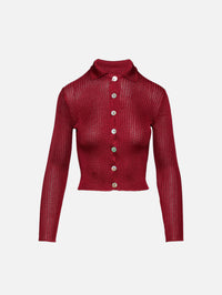 Long Sleeve Cardigan,CALLE DEL MAR,OXBLOOD,Image 1