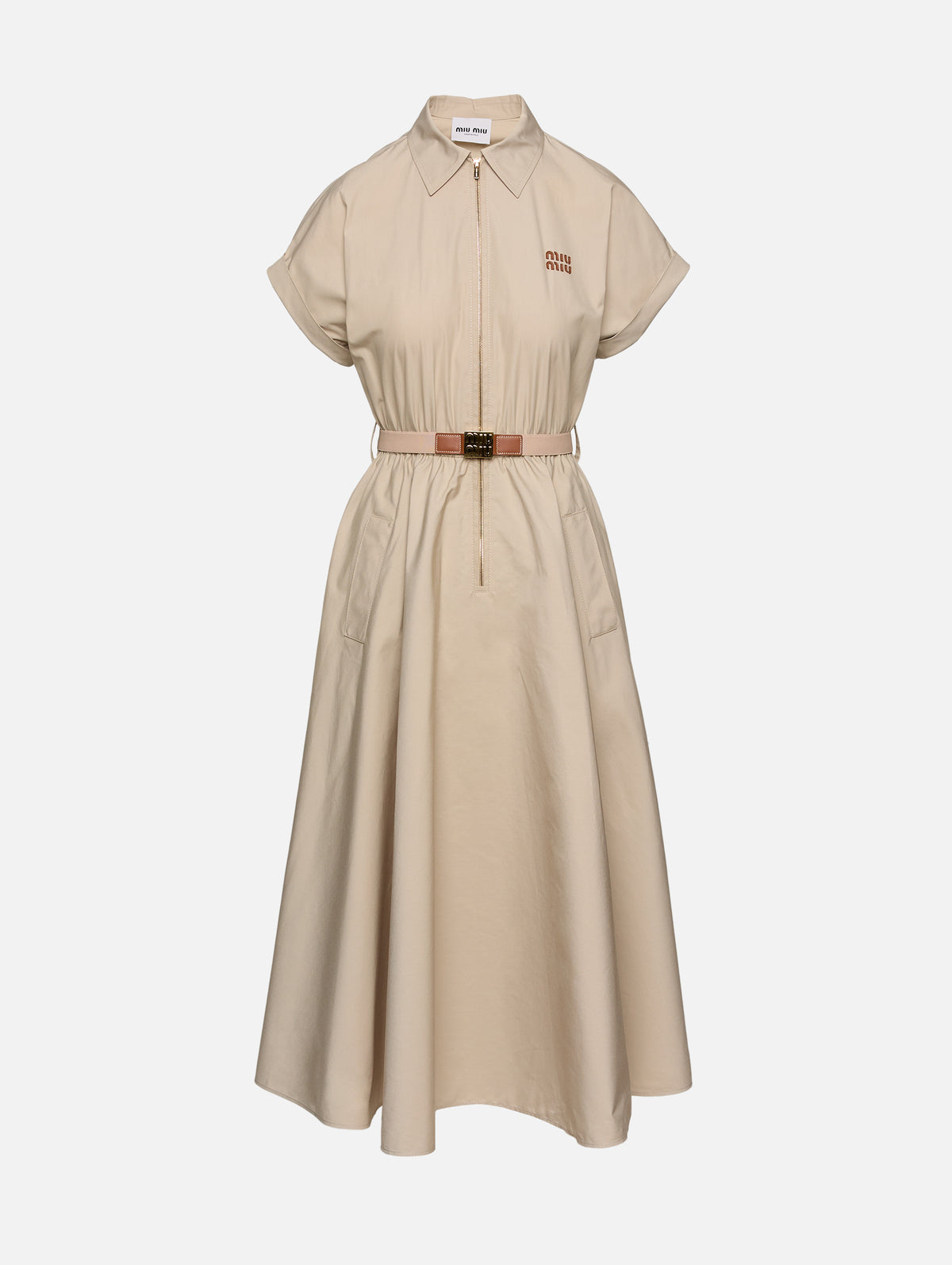 Miu Miu Panama Cotton Maxi Dress, Woman, Limestone, Size 42 Miu Miu Panama Cotton Maxi Dress, Woman, Limestone, Size 42