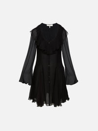 Silk Long Sleeve Dress,CHLOÉ,BLACK,Image 1