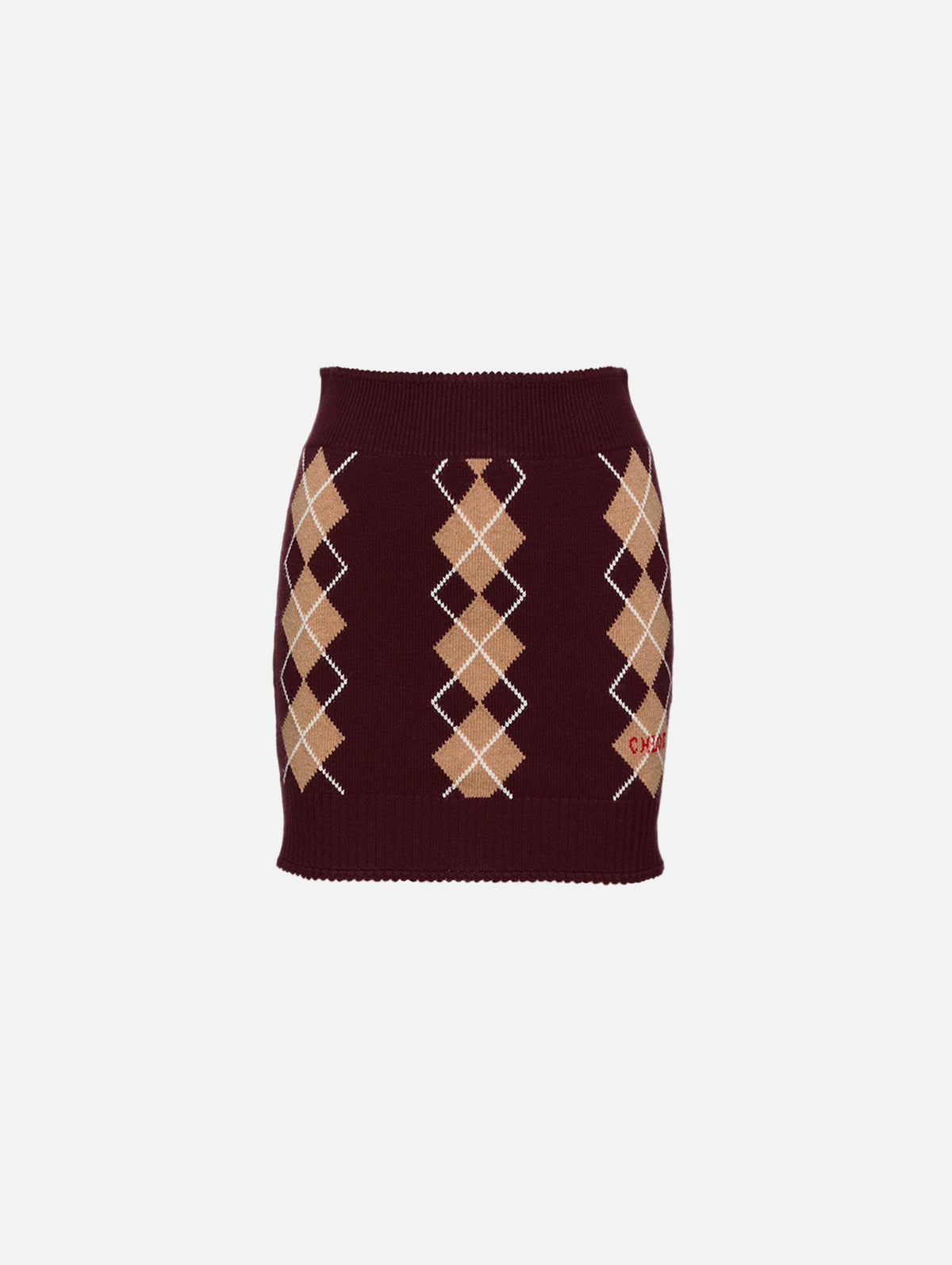 Argyle Skirt,CHLOÉ,BURGUNDY,Image 1