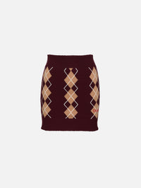 Argyle Skirt,CHLOÉ,BURGUNDY,Image 1