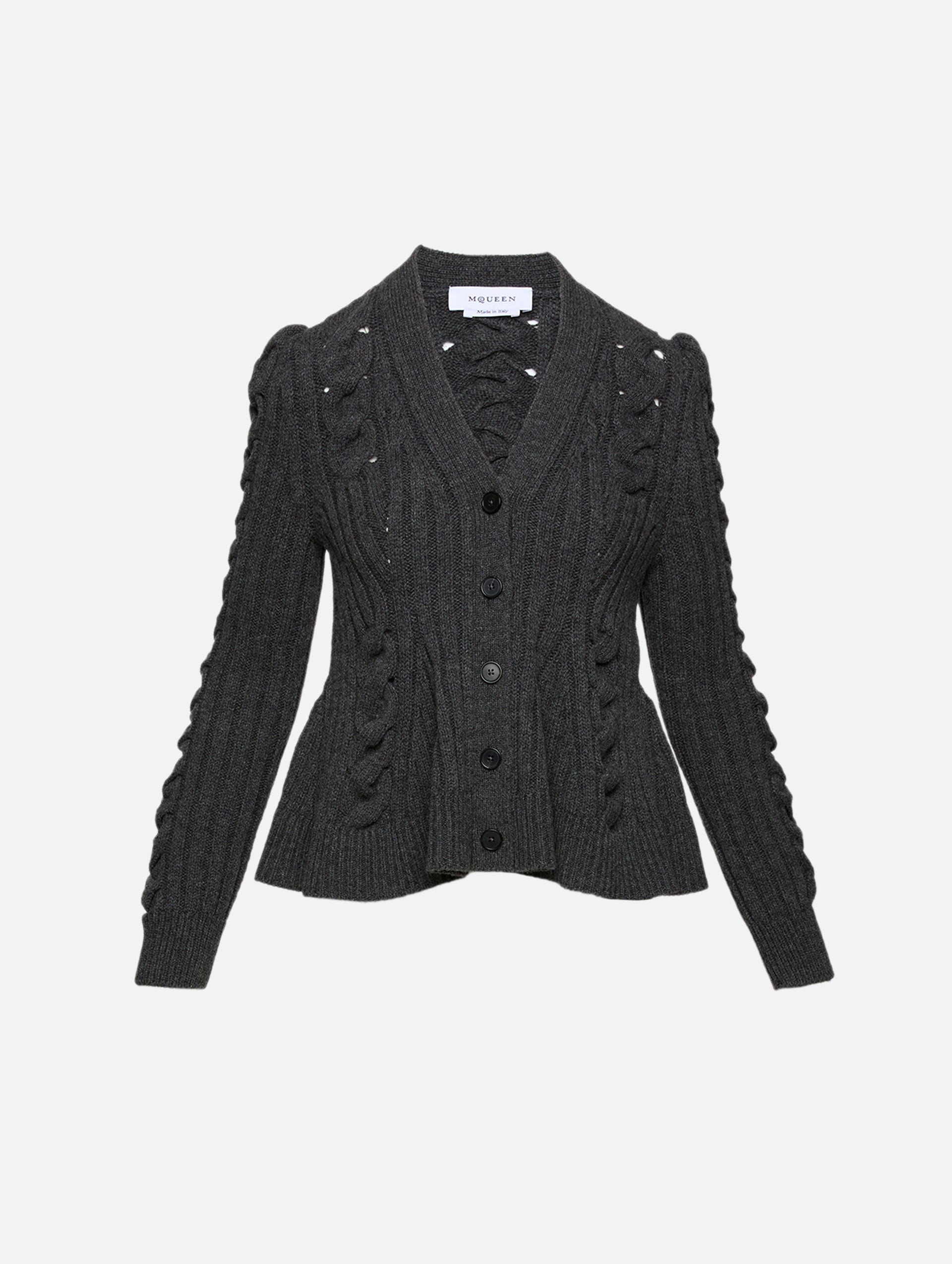 Peplum Cable Knit Cardigan | ALEXANDER MCQUEEN | elysewalker