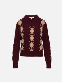 Argyle Sweater,CHLOÉ,BURGUNDY,Image 1