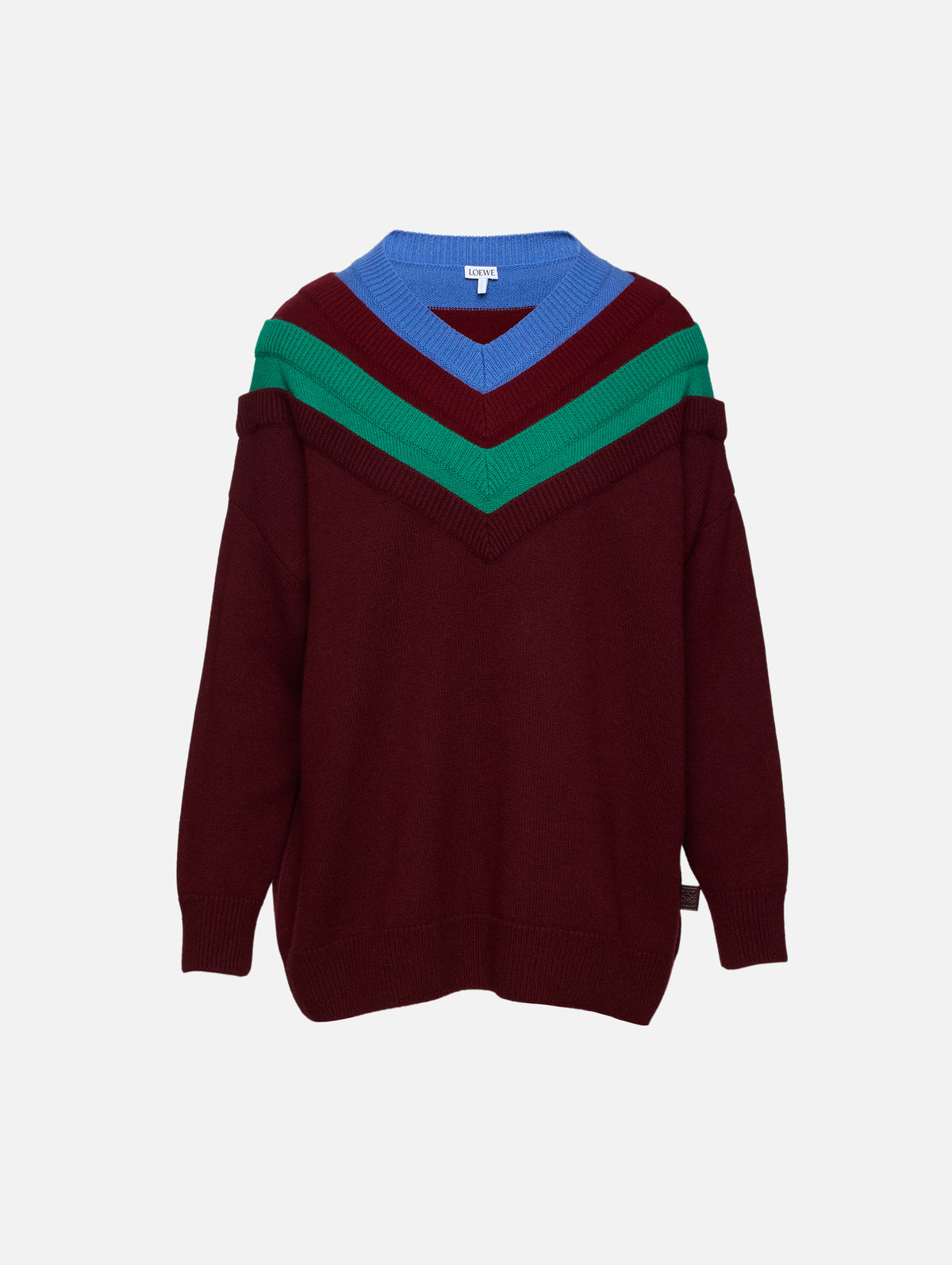 V-Neck Sweater,LOEWE,GREEN/RED/BLUE,Image 1