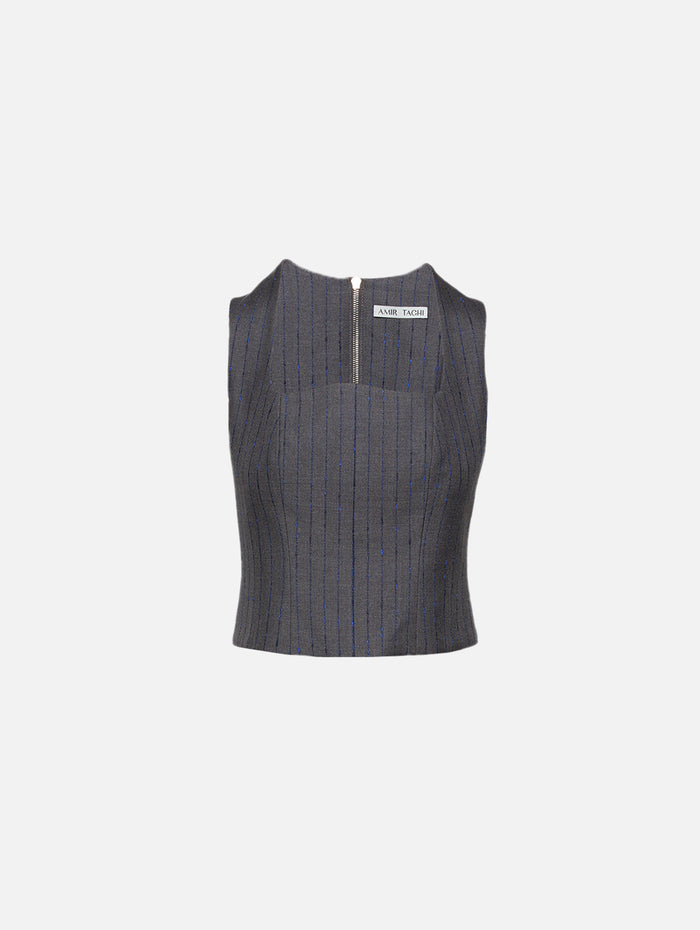 Vivian Top,AMIR TAGHI,CHARCOAL/CERULE,Image 1