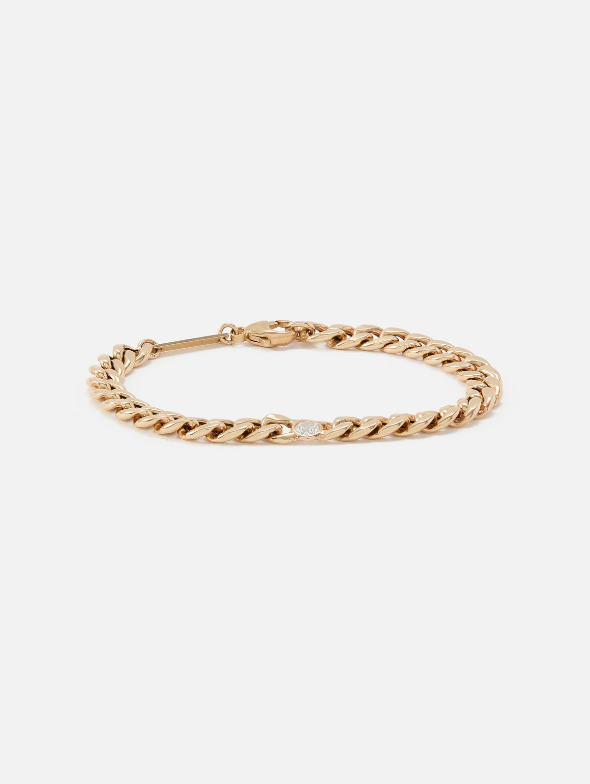 Large Curb Chain Bracelet With Floating Diamond,ZOE CHICCO,YELLOW GOLD,Image 1