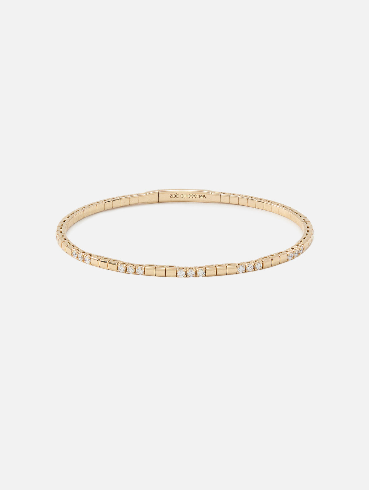 Alternating Diamond Flex Bangle,ZOE CHICCO,YELLOW GOLD,Image 1