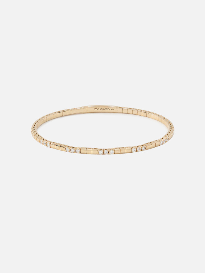 Alternating Diamond Flex Bangle,ZOE CHICCO,YELLOW GOLD,Image 1