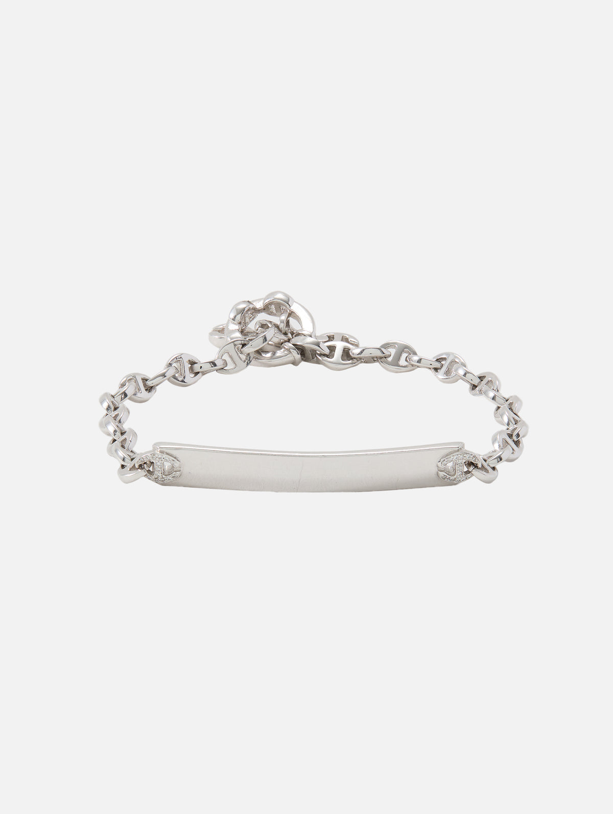 3mm Open Link Monogram Bracelet,HOORSENBUHS,WHITE GOLD,Image 1