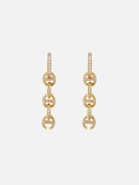 5 Link Pave Drip Earrings With Diamonds,HOORSENBUHS,YELLOW GOLD,Image 2