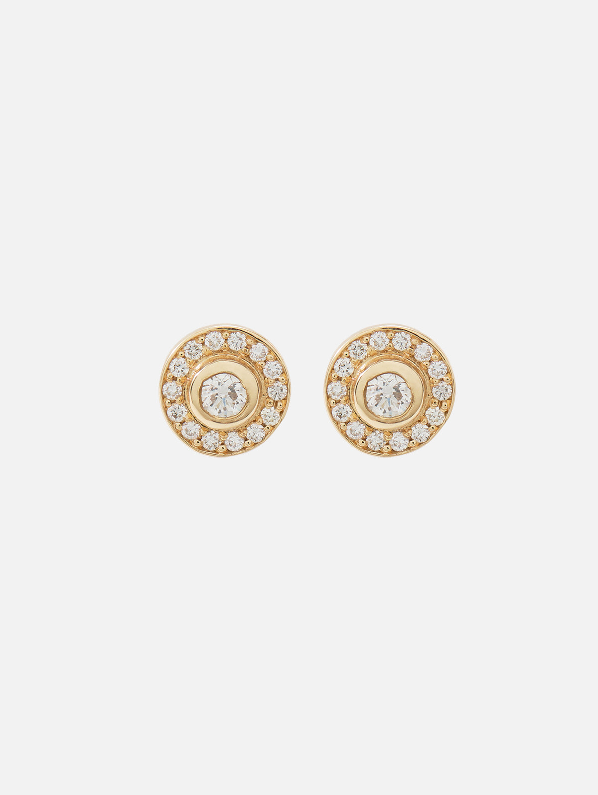 Round Diamond Halo Studs,ZOE CHICCO,YELLOW GOLD,Image 2