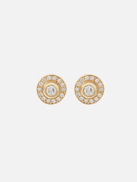 Round Diamond Halo Studs,ZOE CHICCO,YELLOW GOLD,Image 2