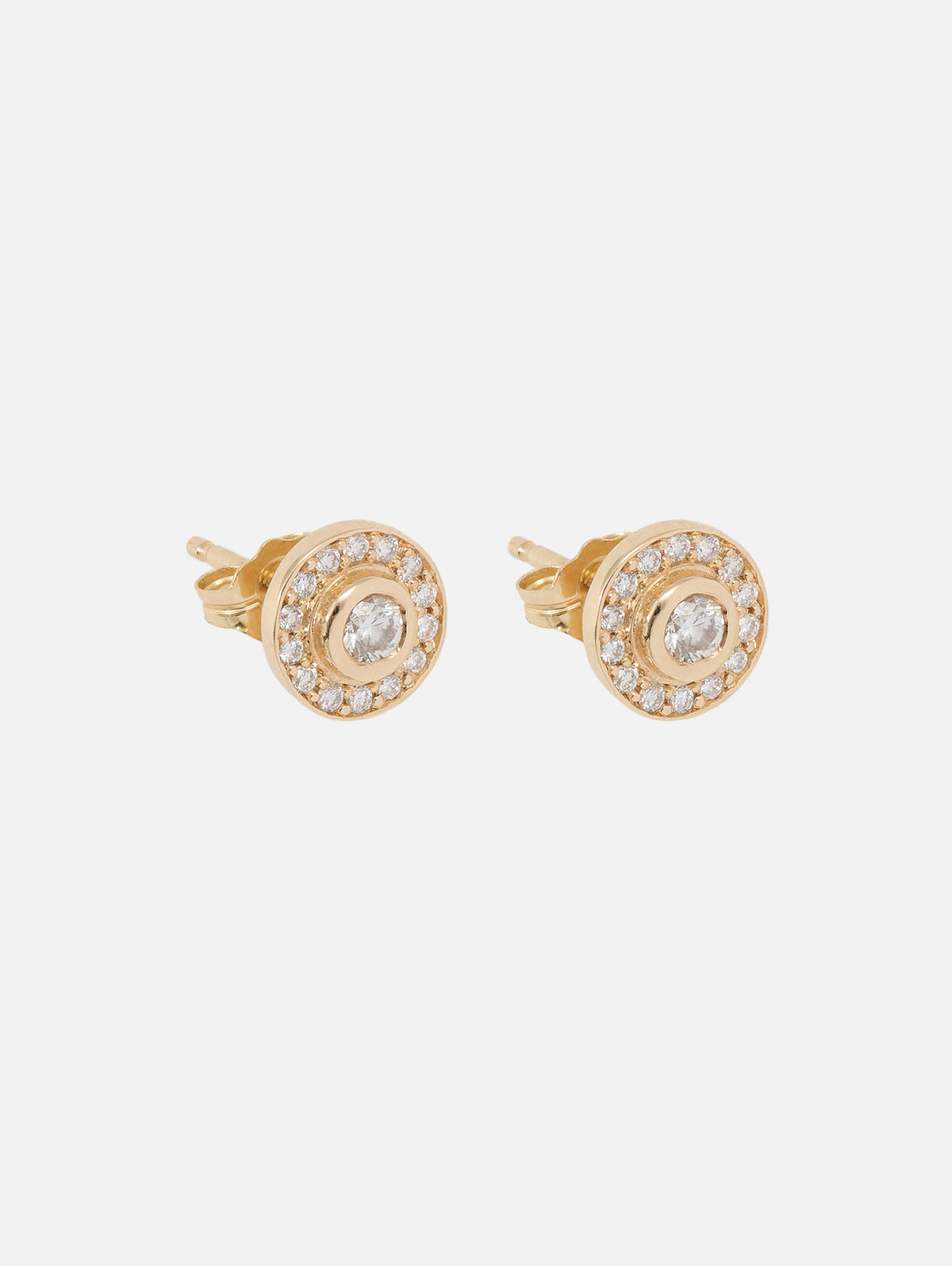 Round Diamond Halo Studs,ZOE CHICCO,YELLOW GOLD,Image 1
