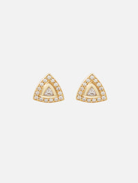 Trillion Diamnd Halo Studs,ZOE CHICCO,YELLOW GOLD,Image 2