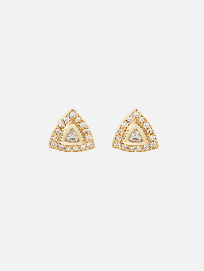 Trillion Diamnd Halo Studs,ZOE CHICCO,YELLOW GOLD,Image 1