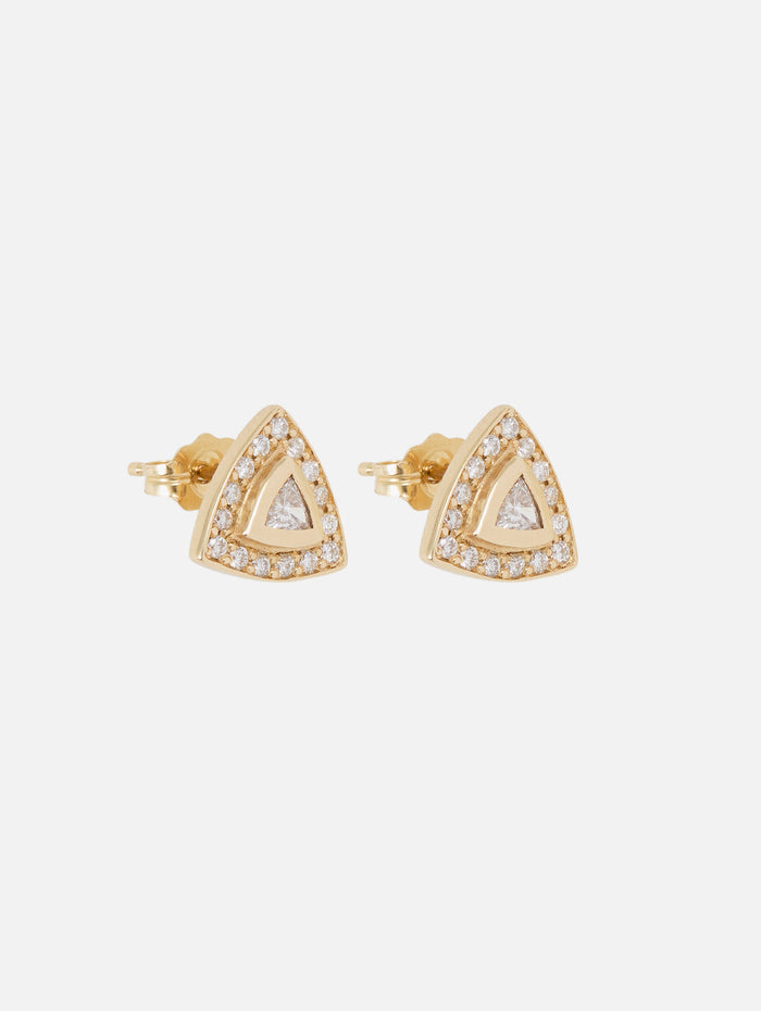 Trillion Diamnd Halo Studs,ZOE CHICCO,YELLOW GOLD,Image 1