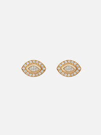 Small Marquise Diamond Halo Studs,ZOE CHICCO,YELLOW GOLD,Image 2