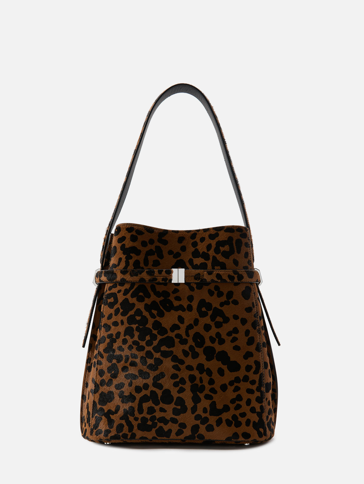 Belted Pony Hair Bucket Bag,TOTÉME,LEOPARD,Image 1